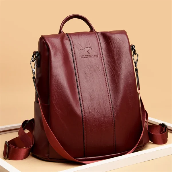 Anti-theft Leather Backpack Vintage Shoulder  Large Capacity Travel Rucksack