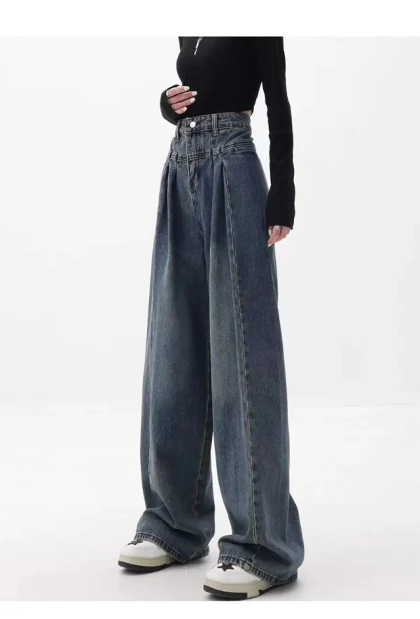 Korean Fashion Thin Drape All-Match Streetwear High Waist Baggy Jeans