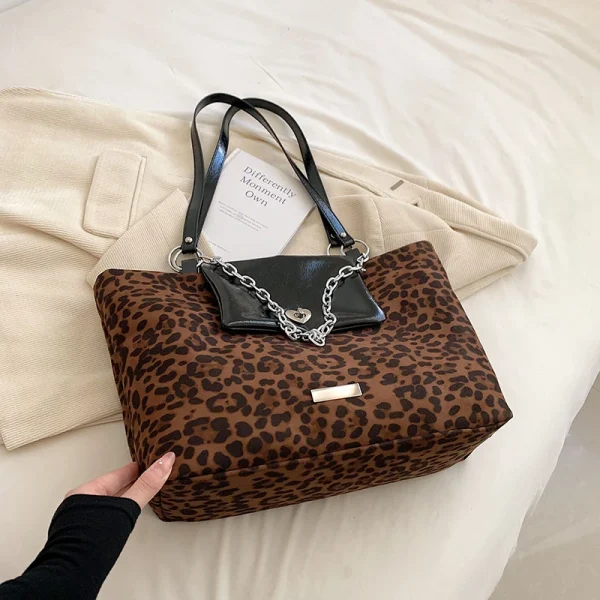 Big Size Leopards Pattern Women Handbag