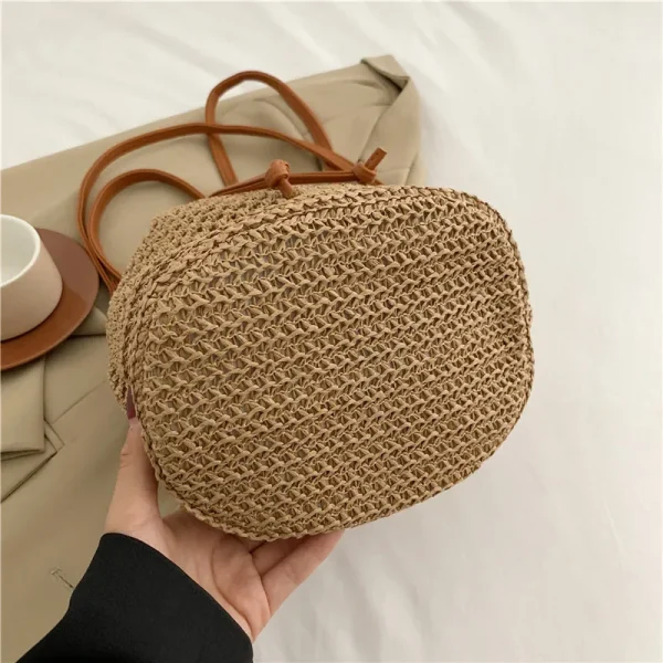 Vintage Hand-Woven Rattan Straw Beach Wicker Crossbody Bag