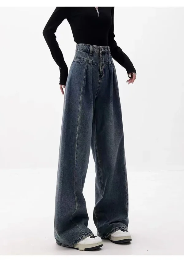 Korean Fashion Thin Drape All-Match Streetwear High Waist Baggy Jeans