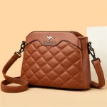 High Quality Leather Diamond Grid Pattern Embroidery Small Crossbody Bags