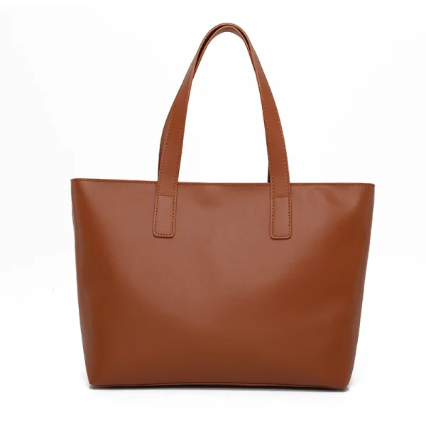 Leather Solid Color Large Capacity Reusable Shopping Beach Bag