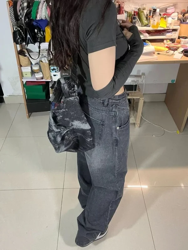 Vintage Streetwear Clothes Black Baggy Jeans