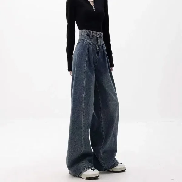 Korean Fashion Thin Drape All-Match Streetwear High Waist Baggy Jeans