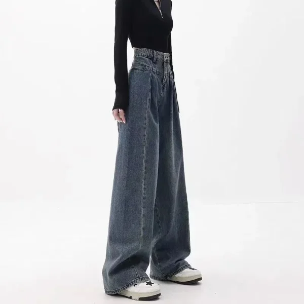 Korean Fashion Thin Drape All-Match Streetwear High Waist Baggy Jeans