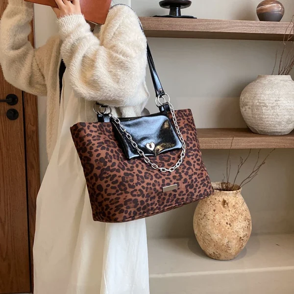 Big Size Leopards Pattern Women Handbag