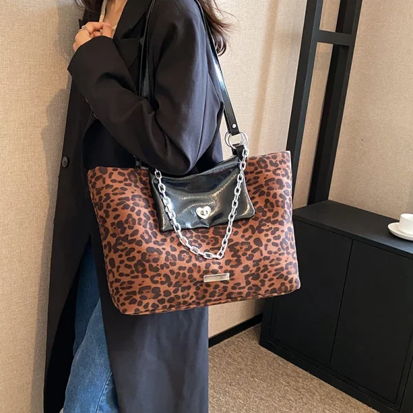 Big Size Leopards Pattern Women Handbag