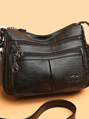 High Quality PU Leather High capacity hasp Shoulder Messenger Bag