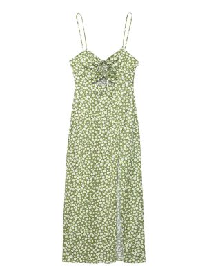 Women's Green Small Daisy Floral Sheath Dress