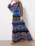 Women's Positioning Printing  Loose Long  Tiered Dress