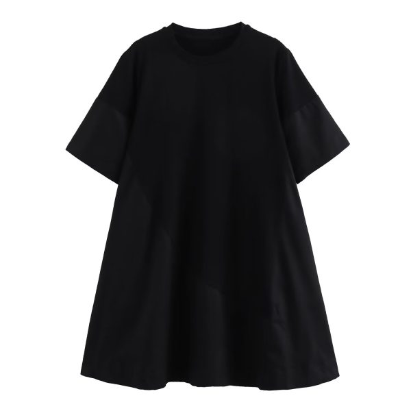 Women's  Summer Full Cotton Casual Version Round Neck T shirt Dress