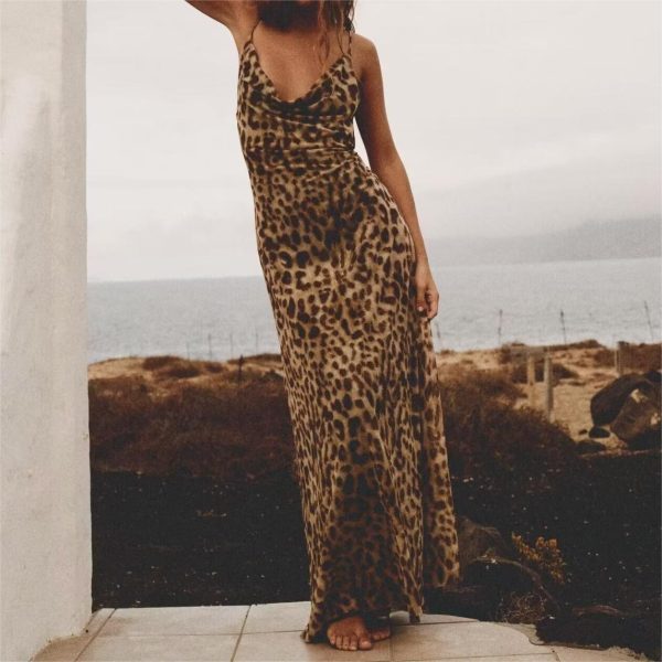 Women's Spring  Animal Print Silk Net Dress