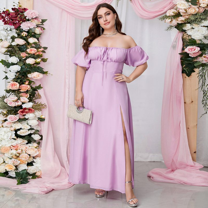 Women's Plus Size Tube Top Off Shoulder Dress