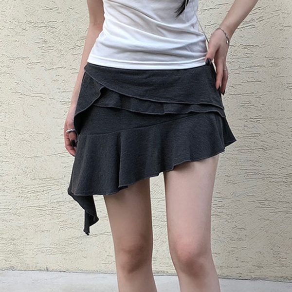 Women's Spring High Waist Slimming Irregular Asymmetric Skirt