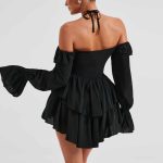 Women's Clothing Autumn Low Cut Ruffled Long Sleeve Romper