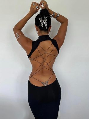 Women's Sexy Backless Bow Dress