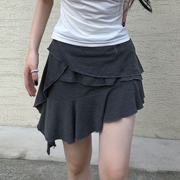 Women's Spring High Waist Slimming Irregular Asymmetric Skirt