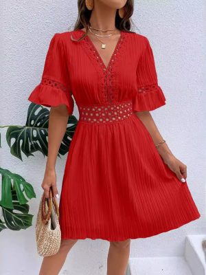 Women's Clothing Summer Patchwork Lace  Dress