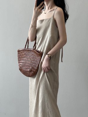 Women' Chinese Traditional Buckle Pleated Suspender  Dress