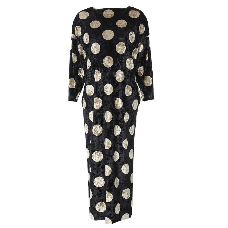 Women's  Loose Version Polka Dot Gold  Dress