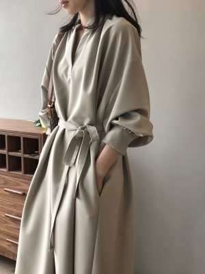 Women's  Autumn Korean Loose Elegant Elegant Tied Maxi Dress
