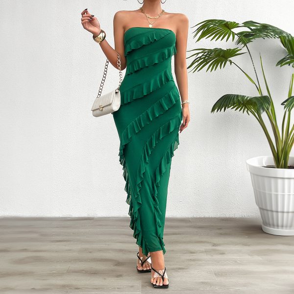 Women's Spring Summer Solid Color Slim Tube Top Dress