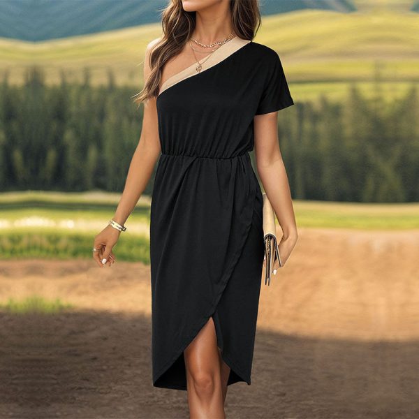 Women's Summer Irregular Asymmetric Color  Dress