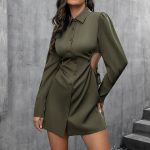 Women's Clothing Collared Hollow Out Stylish Dress
