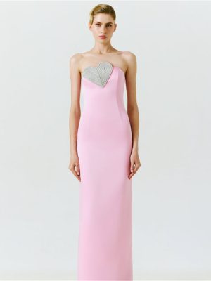 Women's Sexy Tube Top Love Rhinestone Bandage Dress