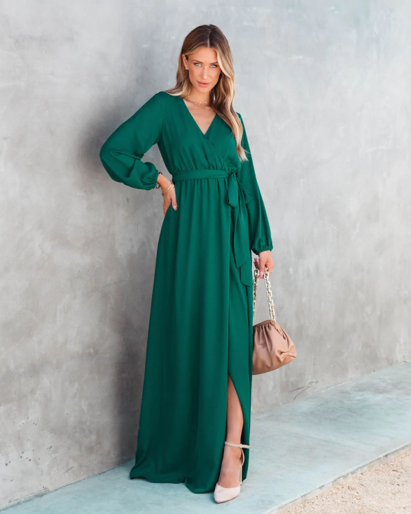 Women's Summer Vacation New V Neck Long Sleeve Dress