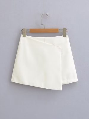 Women's Irregular Asymmetric Shorts Elegant Women Pants Spring Slim Fit High Waist Culottes