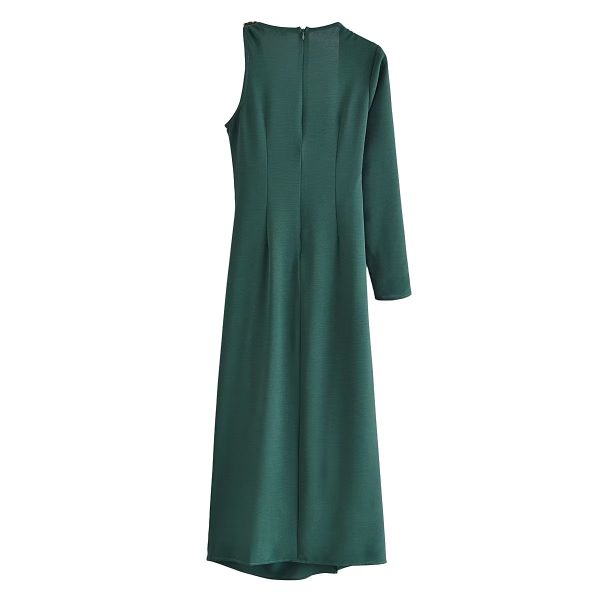 Women's Elegant Tint Metal Ornament Asymmetric Dress