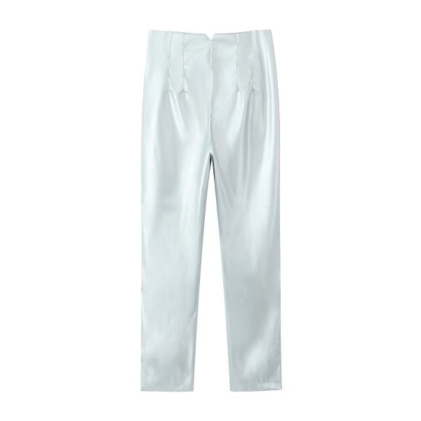 Women's  Coated Fabric Casual Wide Leg Pants Trousers