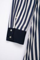 Women's Clothing Collared with Belt Striped Midi Shirt Dress