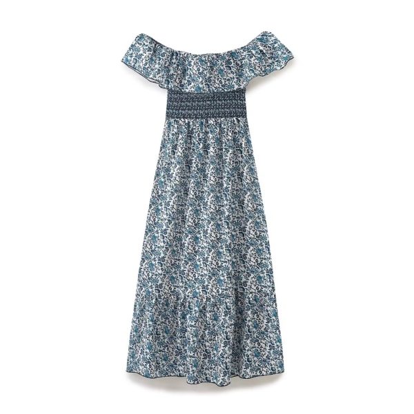 Women's Neck Ruffled Floral A Line Dress Women