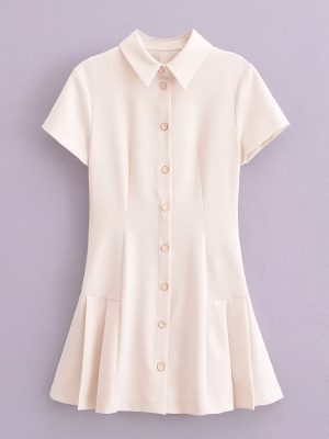 Women's Three Color Shirt Mini Short Sleeve Dress Short