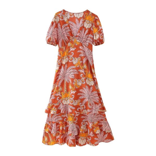 Women's Mature Printing Midi Dress