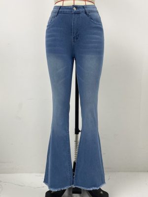 Women's Ripped Skinny Jeans Women Elegant Slim Fit Horseshoe Pants