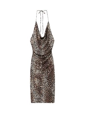 Women's Clothing Slim Animal Print Pleated Dress