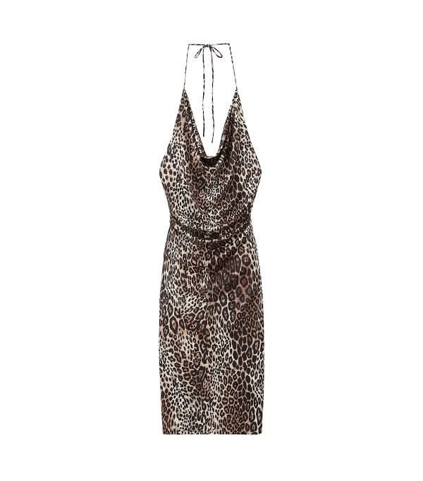 Women's Clothing Slim Animal Print Pleated Dress