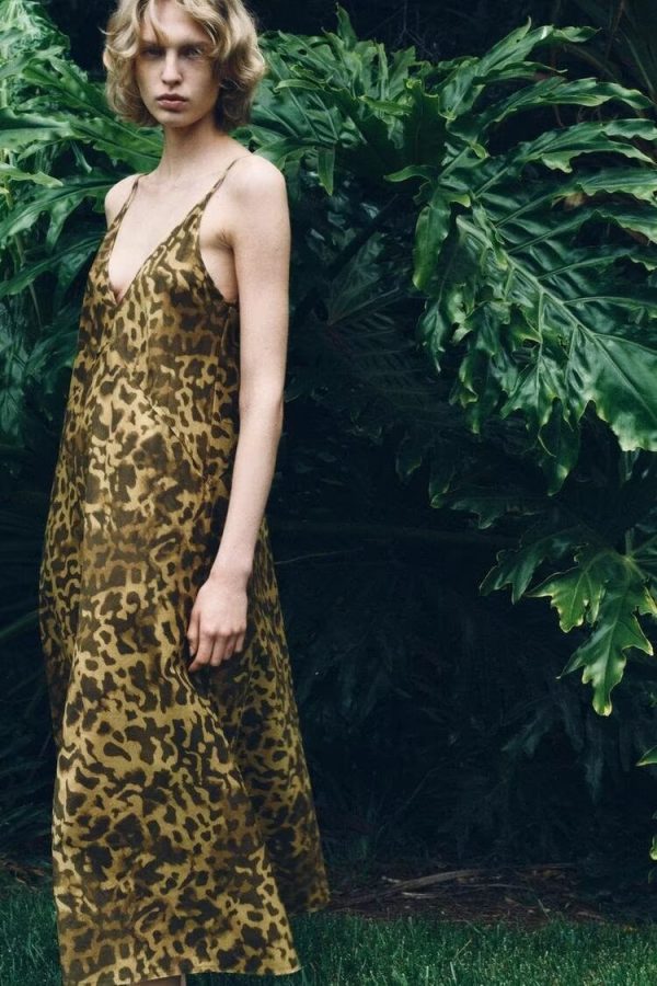 Women's Leopard Print Camisole Maxi Dress