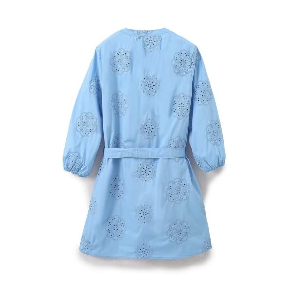 Women's Adhesive Embroidery Decorative Poplin Dress