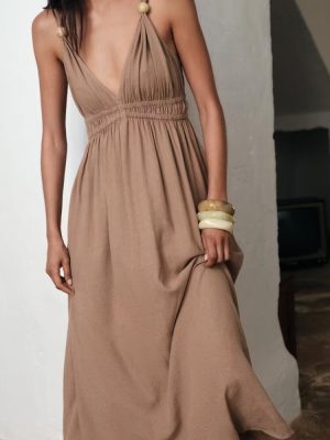 Women's Sleeveless V Neck Length Dress