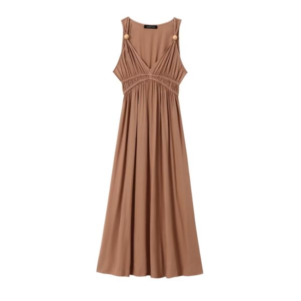 Women's Sleeveless V Neck Length Dress