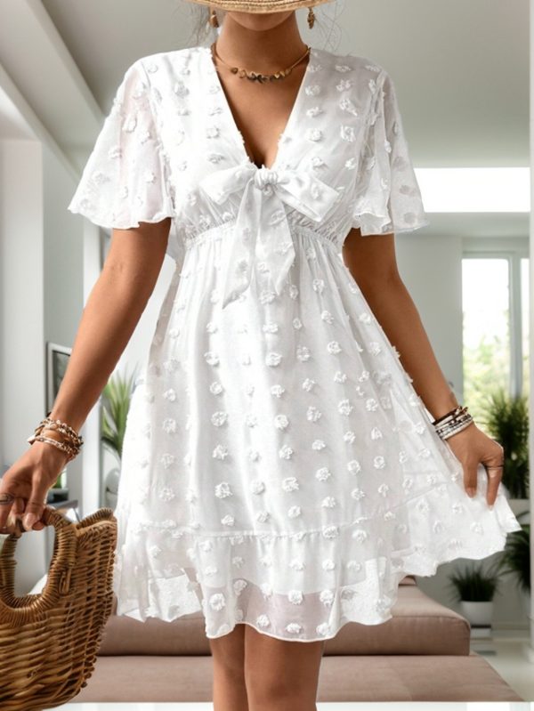 Women's Neck Short Sleeve A Line Dress