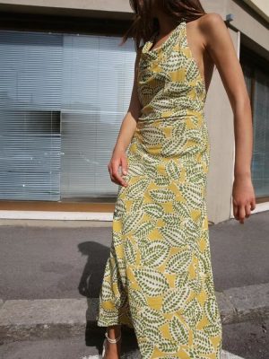 Women's Summer Printing Hanging Collar Maxi Dress