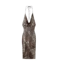 Women's Clothing Slim Animal Print Pleated Dress