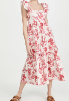 Women's Spring Ruffled Stitching Printing Slip Dress