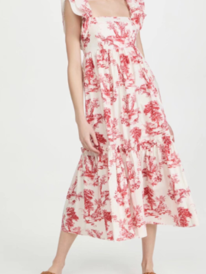 Women's Spring Ruffled Stitching Printing Slip Dress